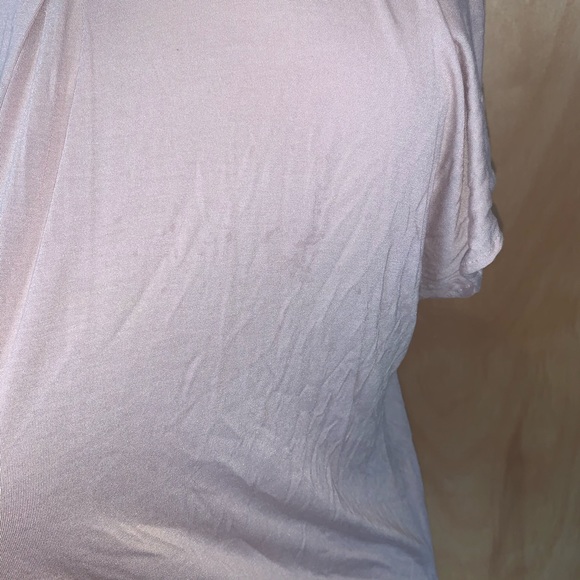 Flowy, drapy, beige top w/ orange-red bead/strings - Picture 4 of 4